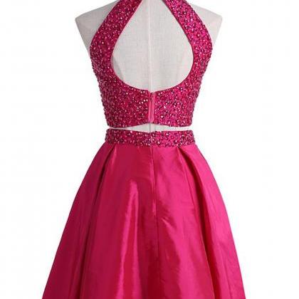 Rosy Chiffon Satins Two Pieces Open Back Beading Short Dress,cute Dress ...