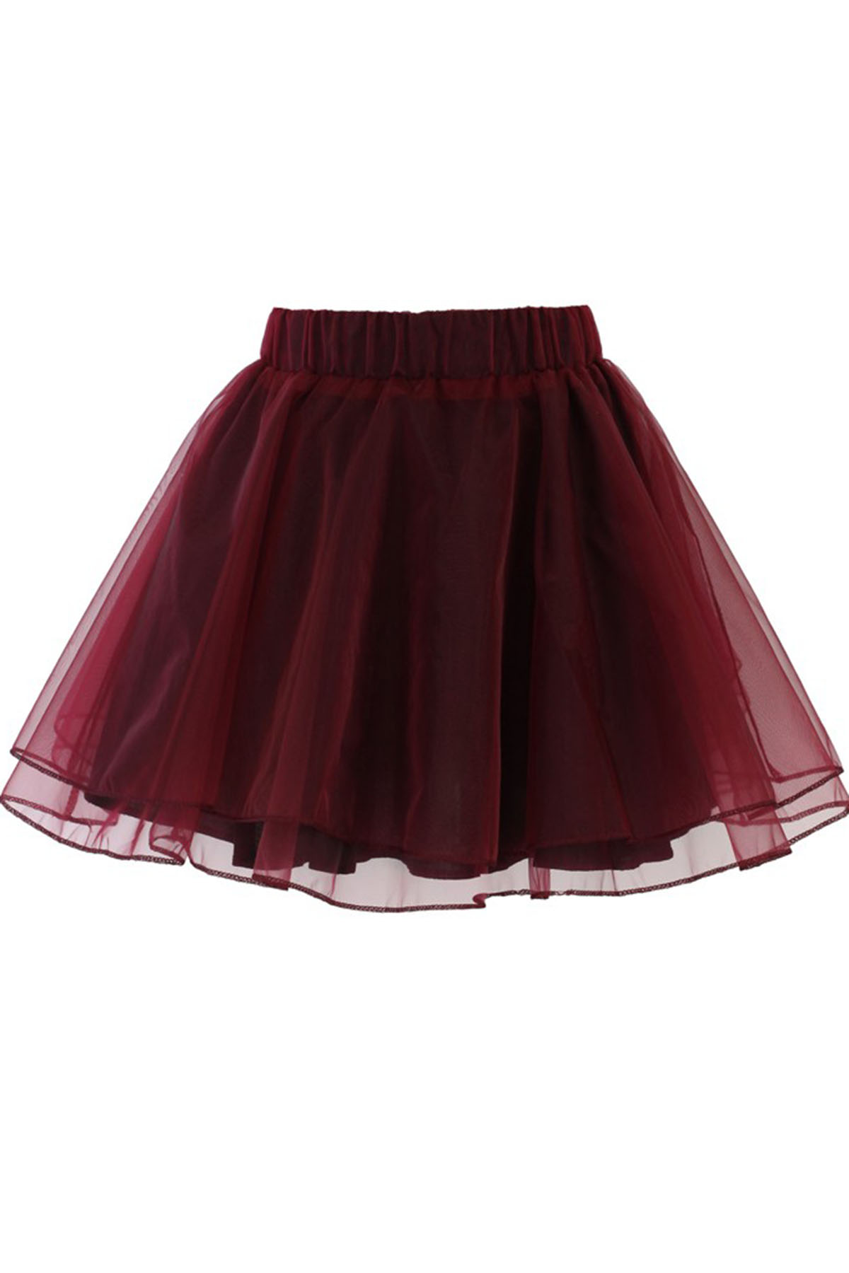 Burgundy Tulle Mini Skirt, Party Dress, Cute Short Skirt